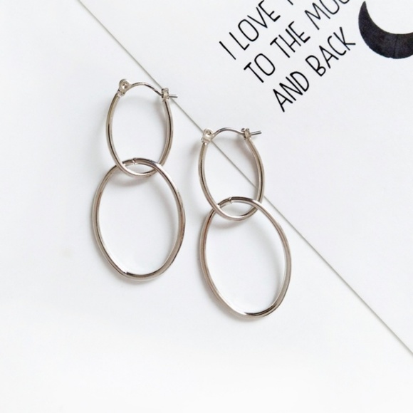 Double Layer Geometric Drop Earrings - Picture 5 of 8